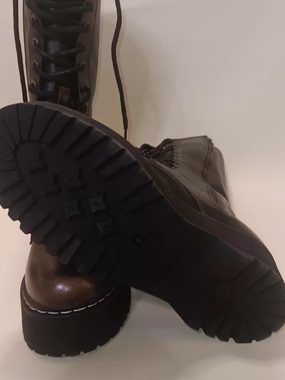 Steve Madden Black Lace-Up Platform Combat Boots for Women - Picture 5 of 6